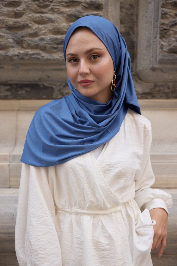 Melittis Lacivert Dama Desen Premium Şal 70*180