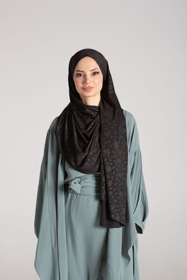 Morina Siyah Sarmal Desen Premium Şal 70*180