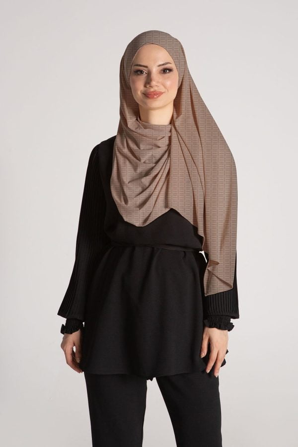 Michelia Bej Logo Desen Premium Şal 70*180