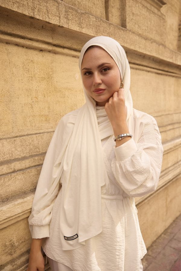 Magnolia Beyaz Royal Desen Premium Şal 70*180