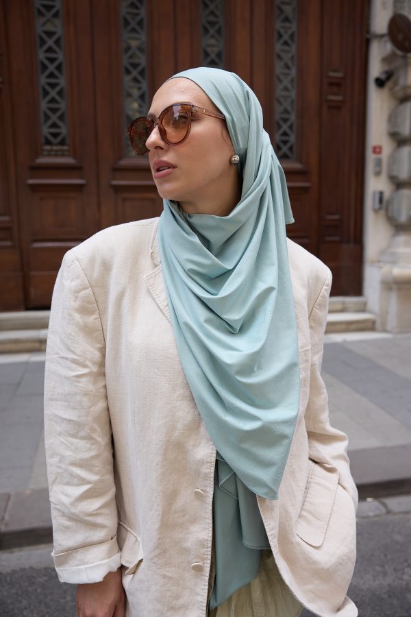 Melini Duman Mavi Dama Desen Premium Şal 70*180