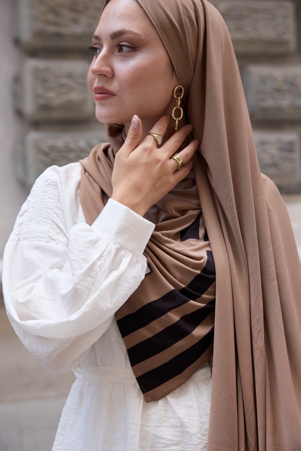 Melittis Krem Logo Bordürlü Premium Şal 70*180