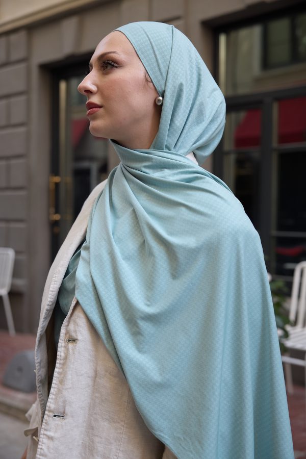 Mentha Duman Mavi Kazayağı Premium Şal 70*180