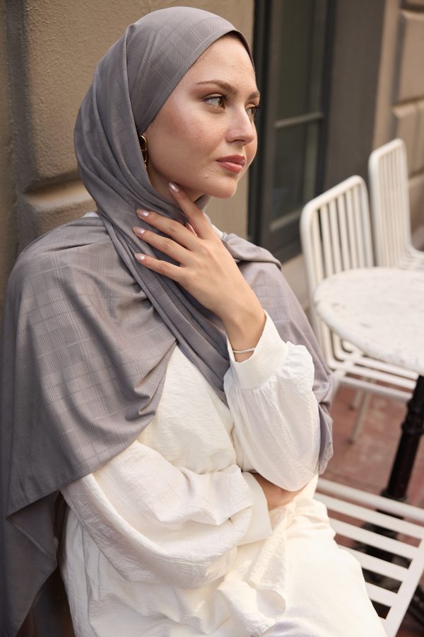 Mentha Gri Küçük Ekose Premium Şal 70*180