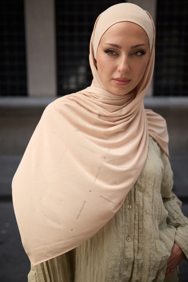 Michelia Bej Taşlı Premium Şal 70*180